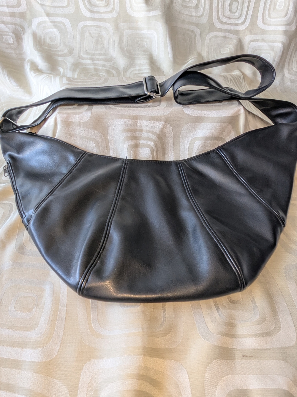 American Eagle Outfitters Black Leather-Style Crescent Shoulder Bag